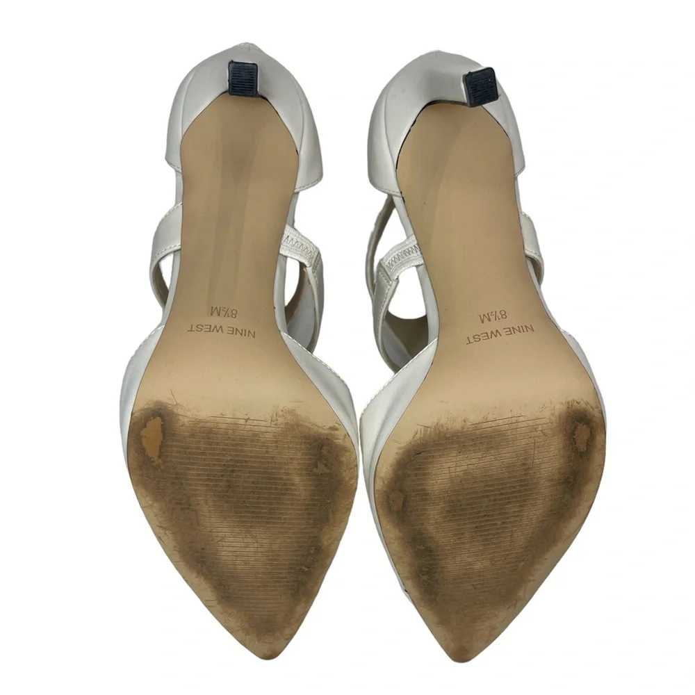 Nine West T-Strap Pointed Toe Pump 8.5 Cream - Picture 7 of 7